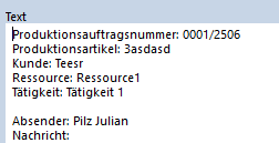 Frage oder Notiz senden Zeilen