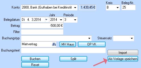 Splitbuchung_Vorlage speichern