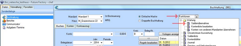 Buchhaltung Saldenliste übernehmen