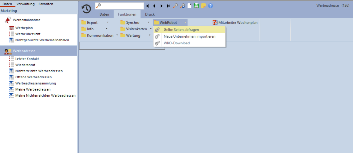 Funktion Gelbe Seite abfragen