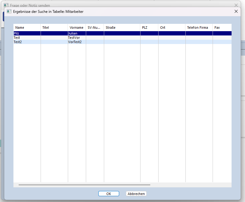 Frage oder Notiz senden mitarbeiter